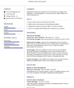 Printable Senior Operations Manager Resume Template Pdf Sample