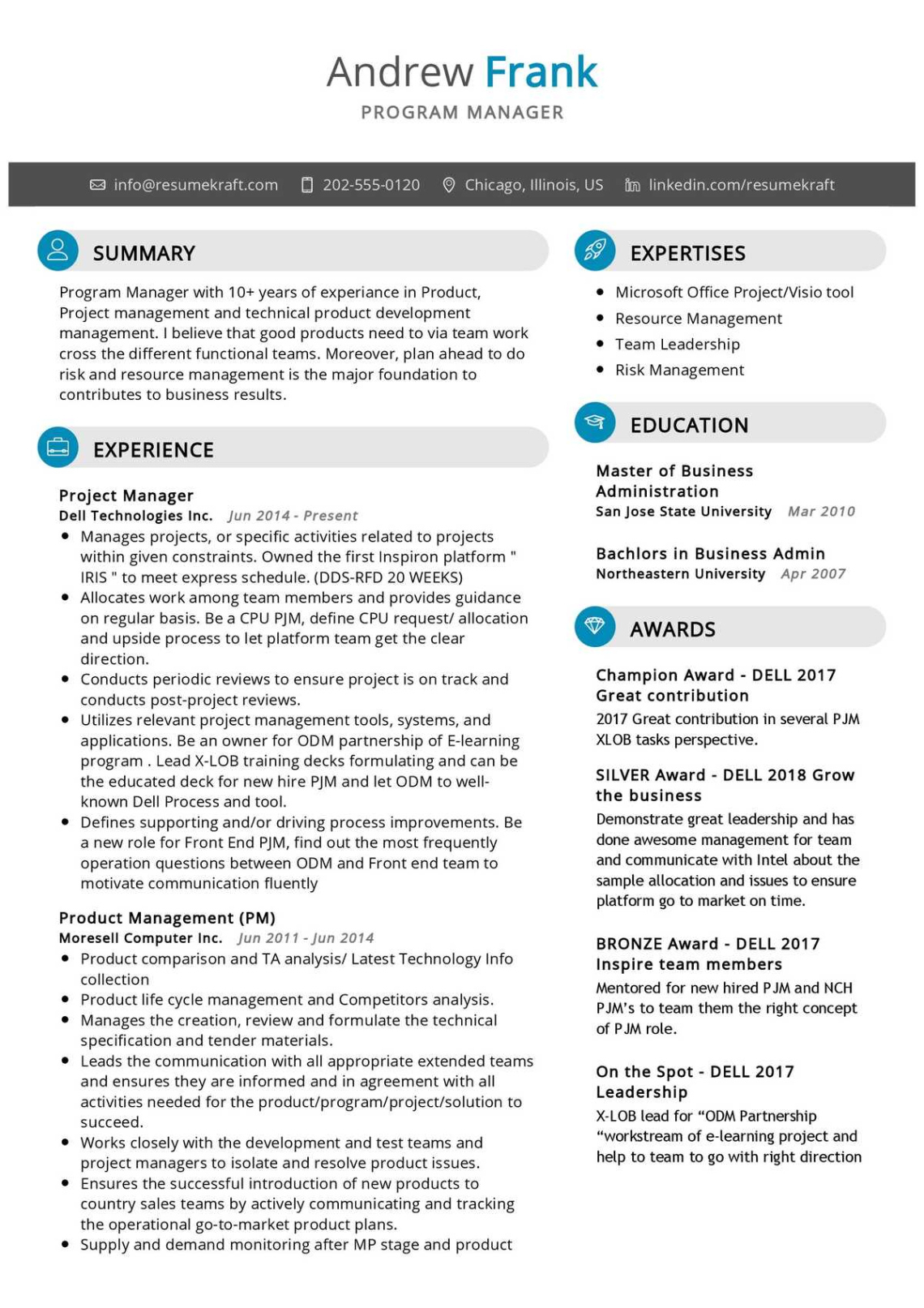 Printable Technical Program Manager Resume Template Pdf