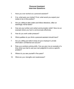 sample sample personal assistant interview questions  fill out sign online and download pdf administrative assistant interview questions template sample