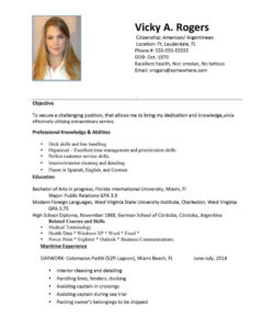 Yacht Crew Resume Template Pdf