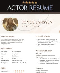 Audition Beginner Actor Resume Template