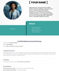 Blank Certified Medical Assistant Resume Template Doc