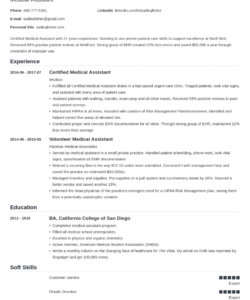 Blank Certified Medical Assistant Resume Template Doc Sample