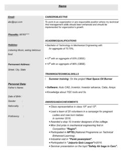 Blank Mechanical Engineering Student Resume Template