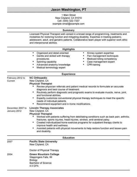 Blank Physical Therapist Assistant Resume Template Word