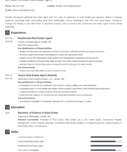 Commercial Real Estate Resume Template Word Sample