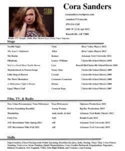 Custom Audition Beginner Actor Resume Template Doc