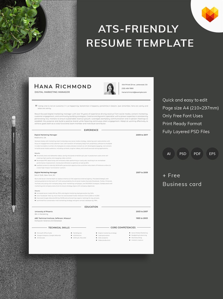 Custom Digital Marketing Manager Resume Template