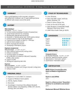 Custom Front End Web Developer Resume Template Excel Sample