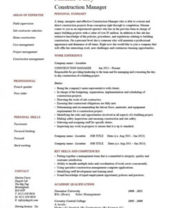 Editable Construction Project Manager Resume Template Word