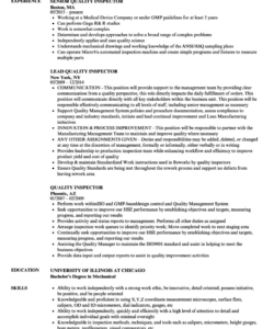 Editable Quality Control Inspector Resume Template Doc