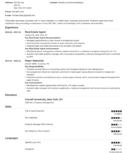 Free Blank Commercial Real Estate Resume Template Excel Sample