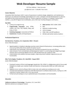 Free Blank Front End Web Developer Resume Template Excel Sample