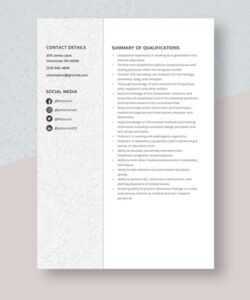 Free Blank Medical Laboratory Scientist Resume Template Excel Sample