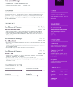 Free Custom Hotel General Manager Resume Template Word Sample