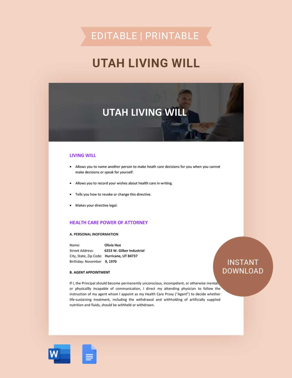 Free Editable New Mexico Living Will Template Word