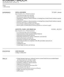 Free  Entry Level Dental Assistant Resume Template Excel