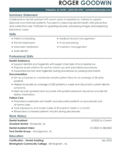 Free  Entry Level Dental Assistant Resume Template  Sample