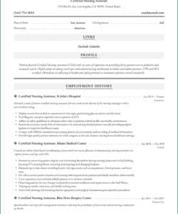 Free Printable Certified Nursing Assistant Resume Template Word