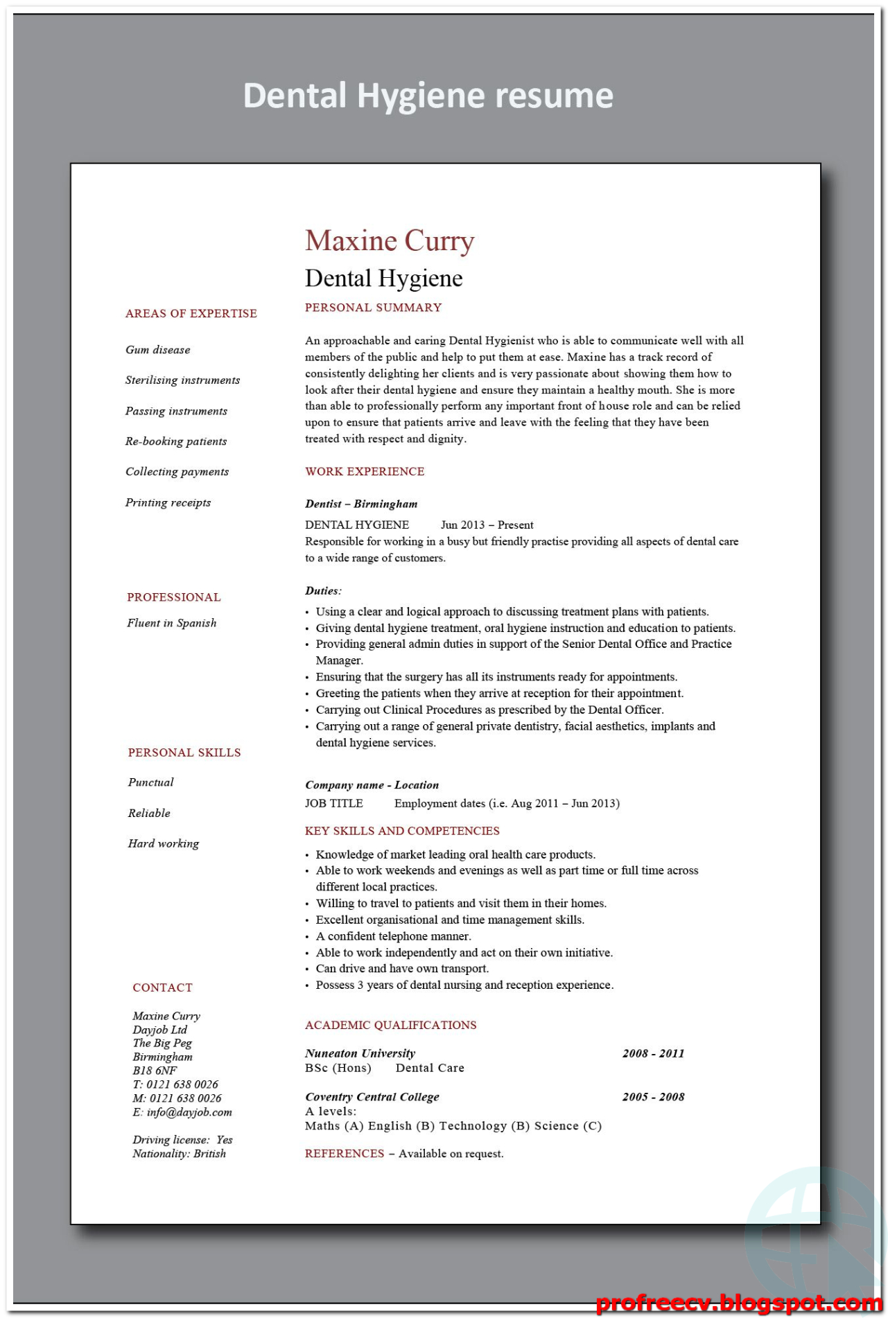 Free Printable Dental Office Manager Resume Template Pdf Sample