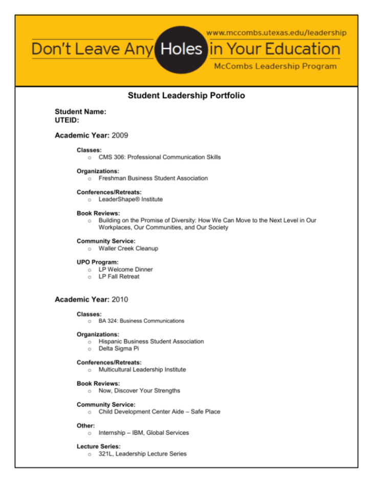 Free Printable Educational Leadership Portfolio Template Doc Sample