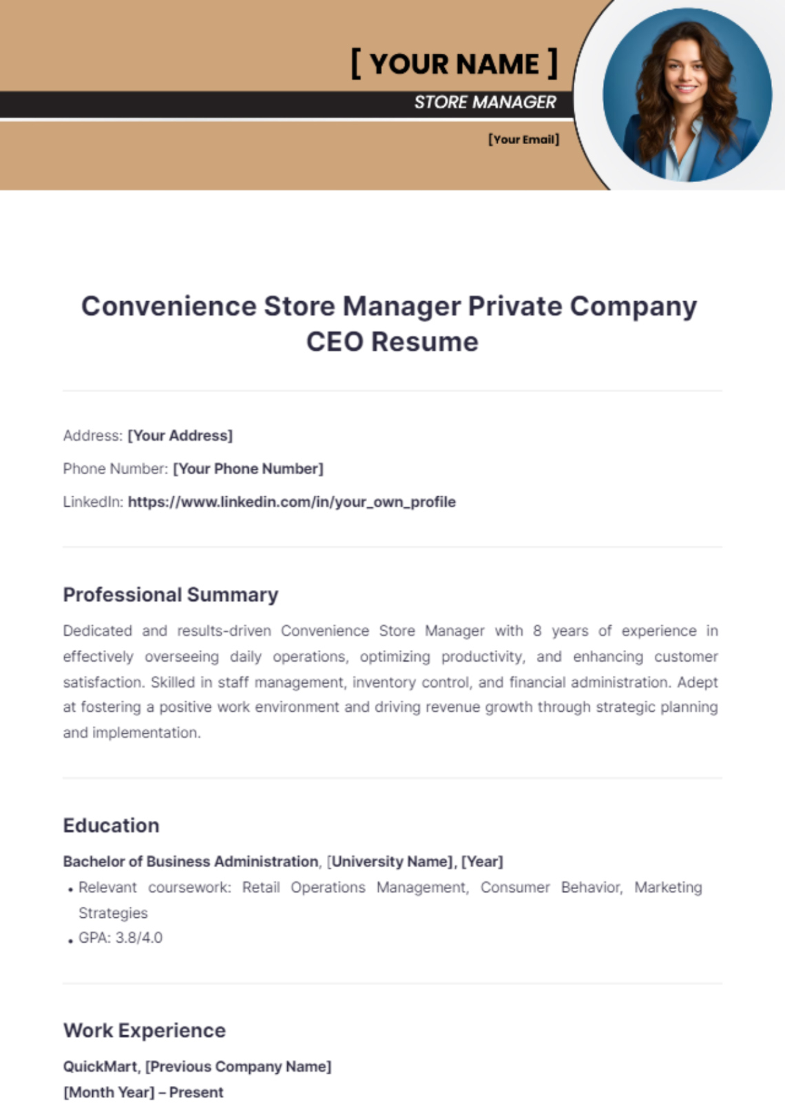 Free Printable Grocery Store Manager Resume Template Excel Sample