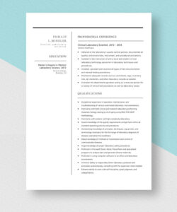 Free Printable Medical Laboratory Scientist Resume Template