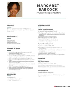 Free Printable Physical Therapist Assistant Resume Template