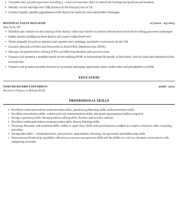 Free Printable Regional Sales Manager Resume Template  Sample