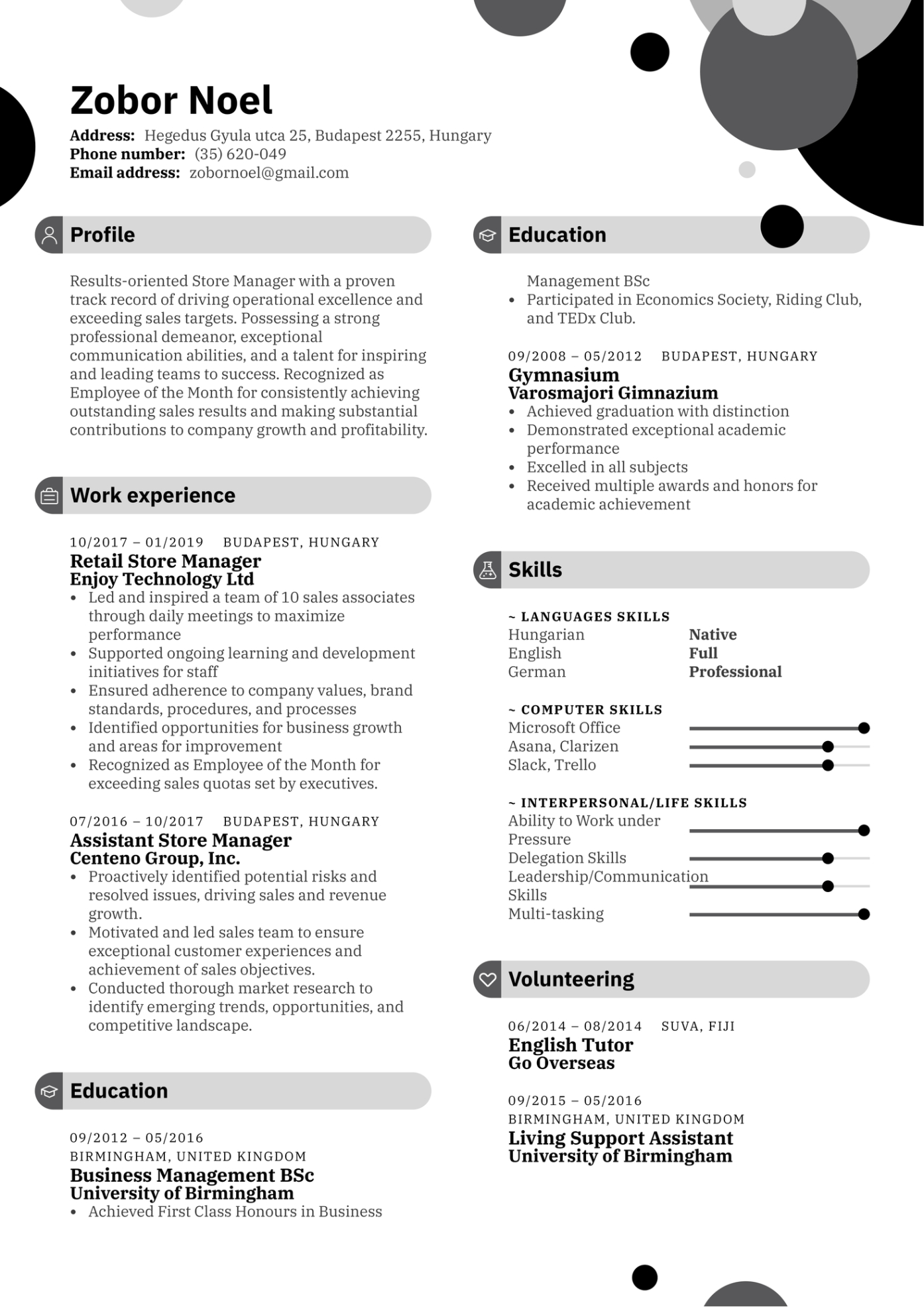 Grocery Store Manager Resume Template Doc Sample
