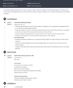 Investment Banking Analyst Resume Template  Sample