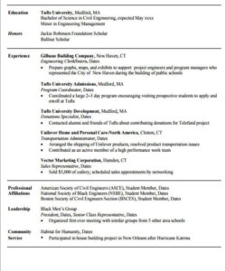 Mechanical Engineering Student Resume Template Excel