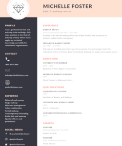 Printable Freelance Makeup Artist Resume Template  Sample