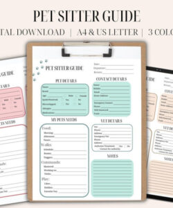 editable dog care instructions sheet  etsy pet care instruction template excel