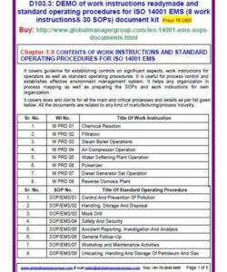 editable iso 14001 process en iso 14001  iso 14001 sop and iso 14001iso 14001 for  project manager iso standard work instruction template word