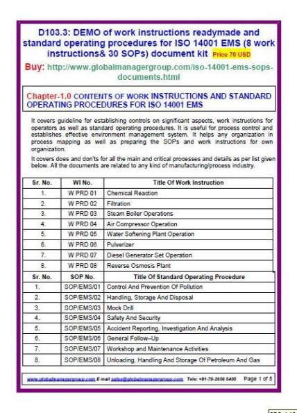 editable iso 14001 process en iso 14001  iso 14001 sop and iso 14001iso 14001 for  project manager iso standard work instruction template word