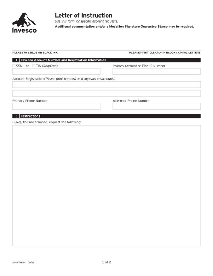 editable letter of instruction form pdf  letterofinstructiontemplatepdf financial letter of instruction template sample
