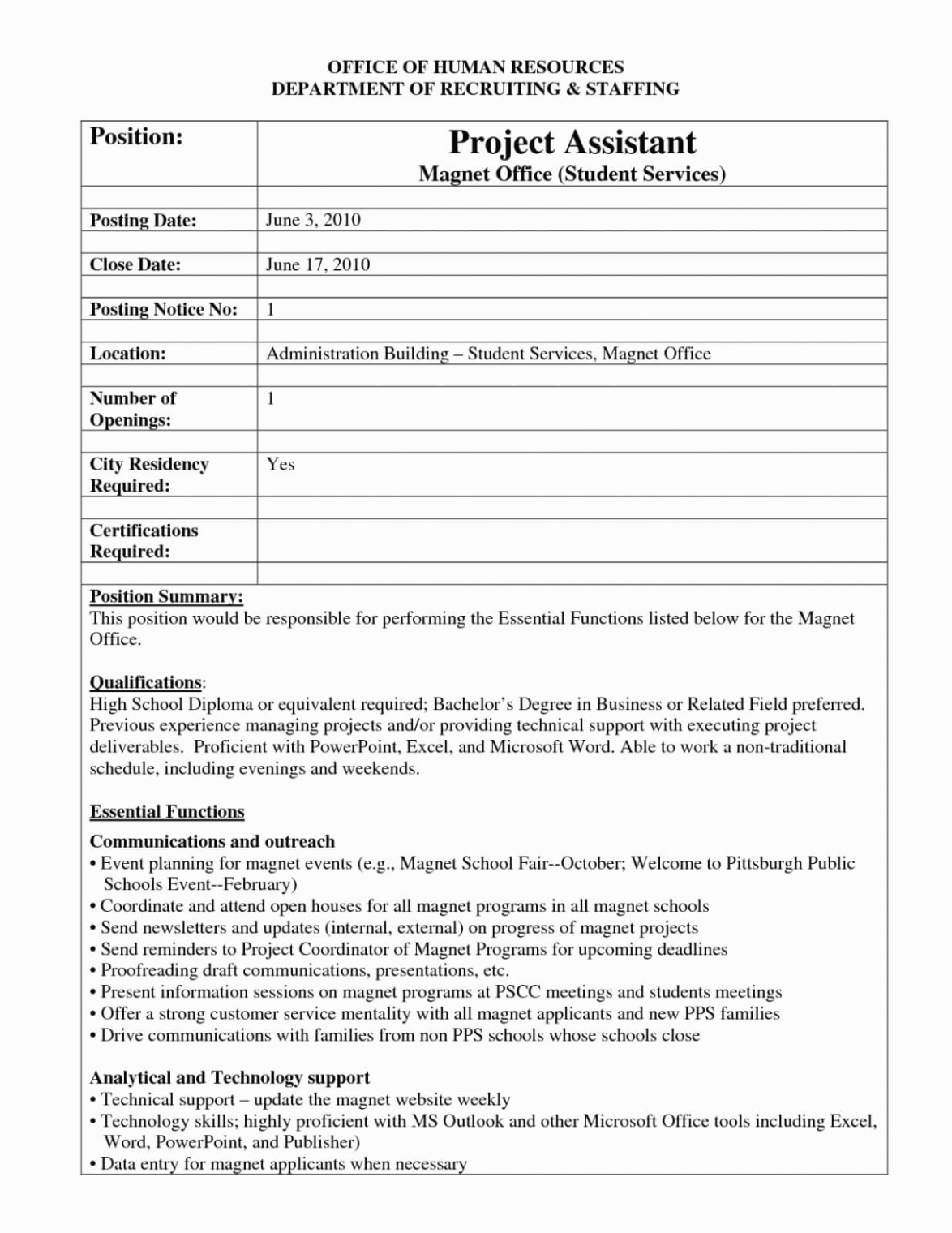 Free Blank Internal Job Posting Resume Template Excel Sample Free Blank Internal Job Posting Resume Template Excel Sample