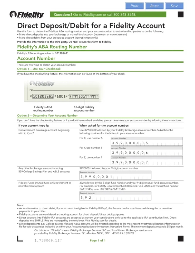 free direct deposit and debit instructions for fidelity  printfriendly direct debit instruction template example