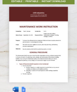 free free work instruction templates  examples  edit online  download  template construction site instruction template sample