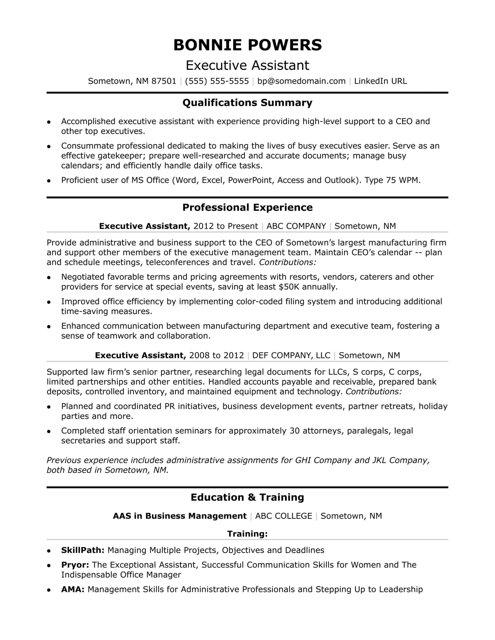 Free Printable Executive Administrative Assistant Resume Template Word Free Printable Executive Administrative Assistant Resume Template Word