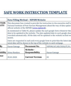 free printable work instruction templates pdf word excel technical work instruction template sample