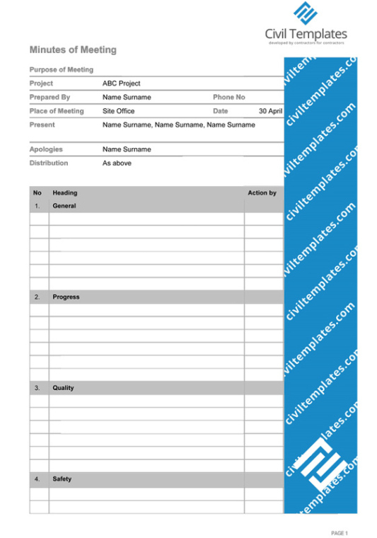 printable project management documents  civil engineering templates construction site instruction template example