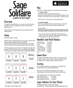 sage solitaire board game instruction template example