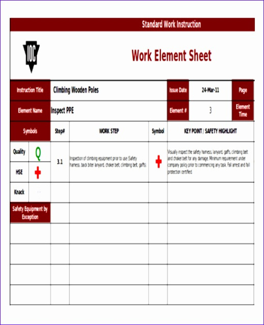 sample 10 standard work instructions excel template  excel templates iso standard work instruction template word