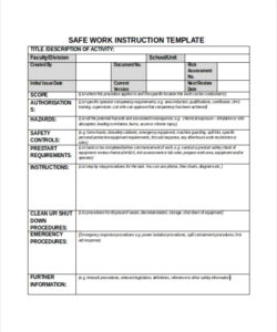 sample work instruction template  template business technical work instruction template excel