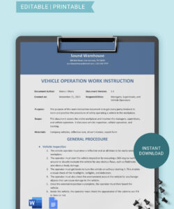 sample work instruction templates in word  free download  template digital work instruction template excel