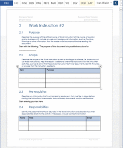 work instruction templates ms word  templates forms checklists for digital work instruction template