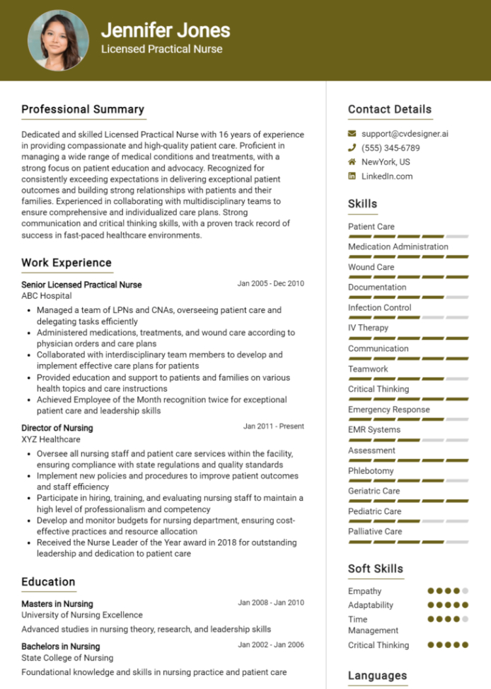 Free Custom Licensed Practical Nurse Resume Template  Sample