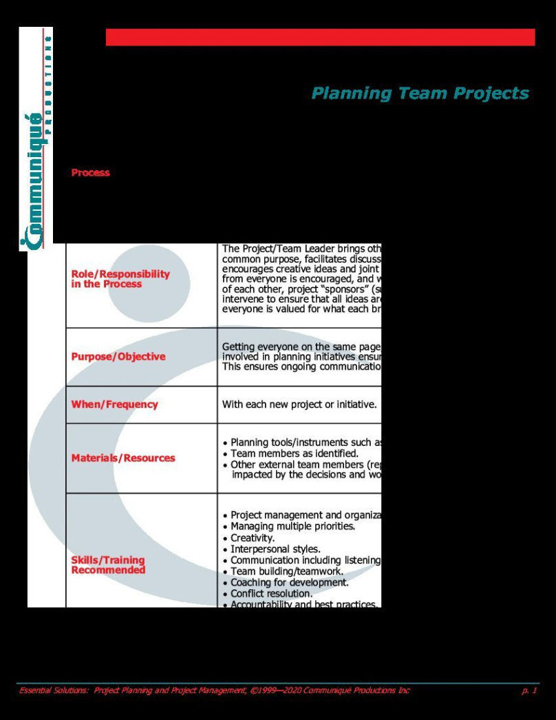printable planning team projects guidelines and template 9page pdf document in rework instructions template pdf